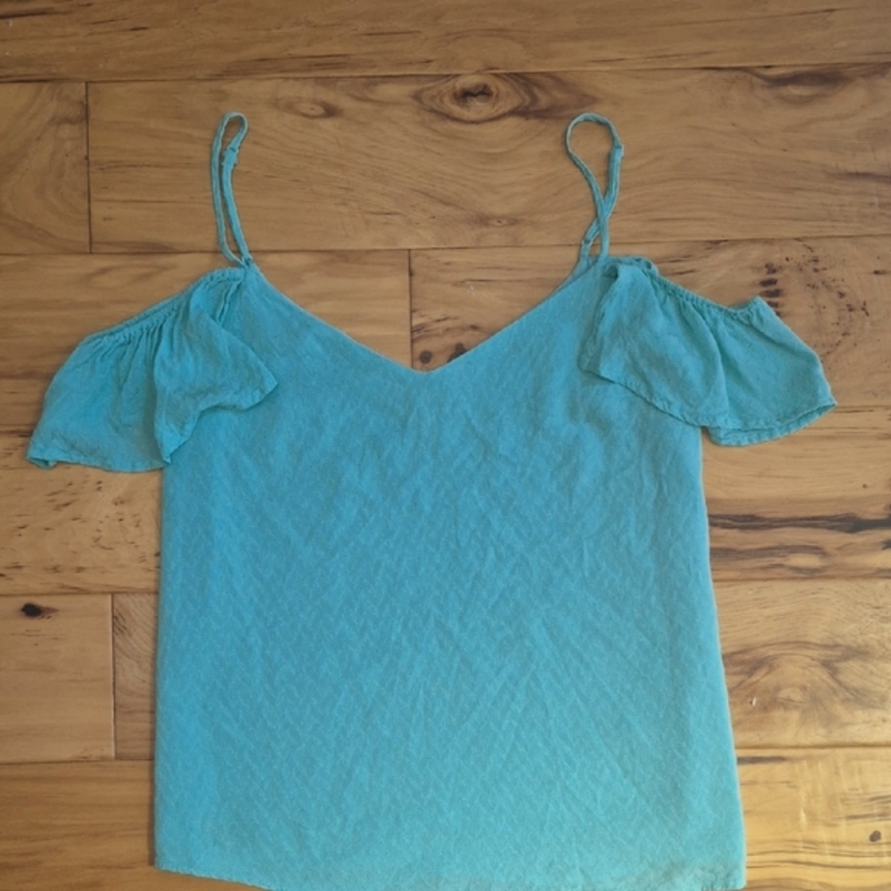 Candie's Bermuda Cold Shoulder Seafoam Green Top